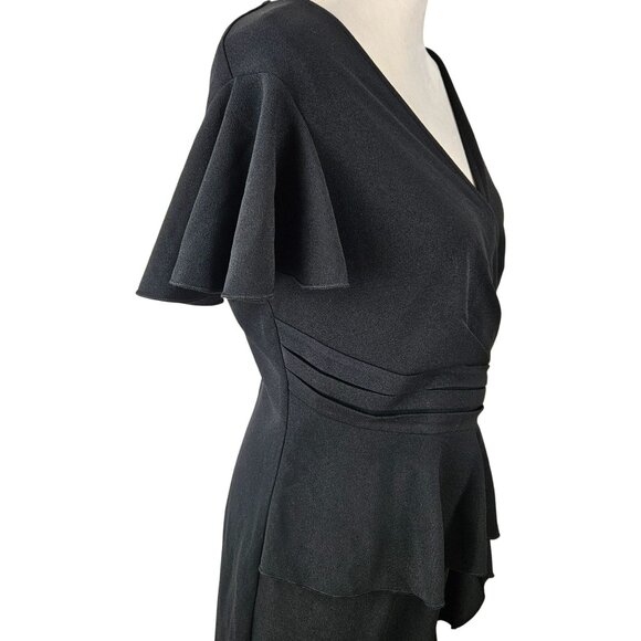 Vfshow Elegant Black Women's Evening Dress Ruffled Peplum & Flounce Size Large - Picture 10 of 13
